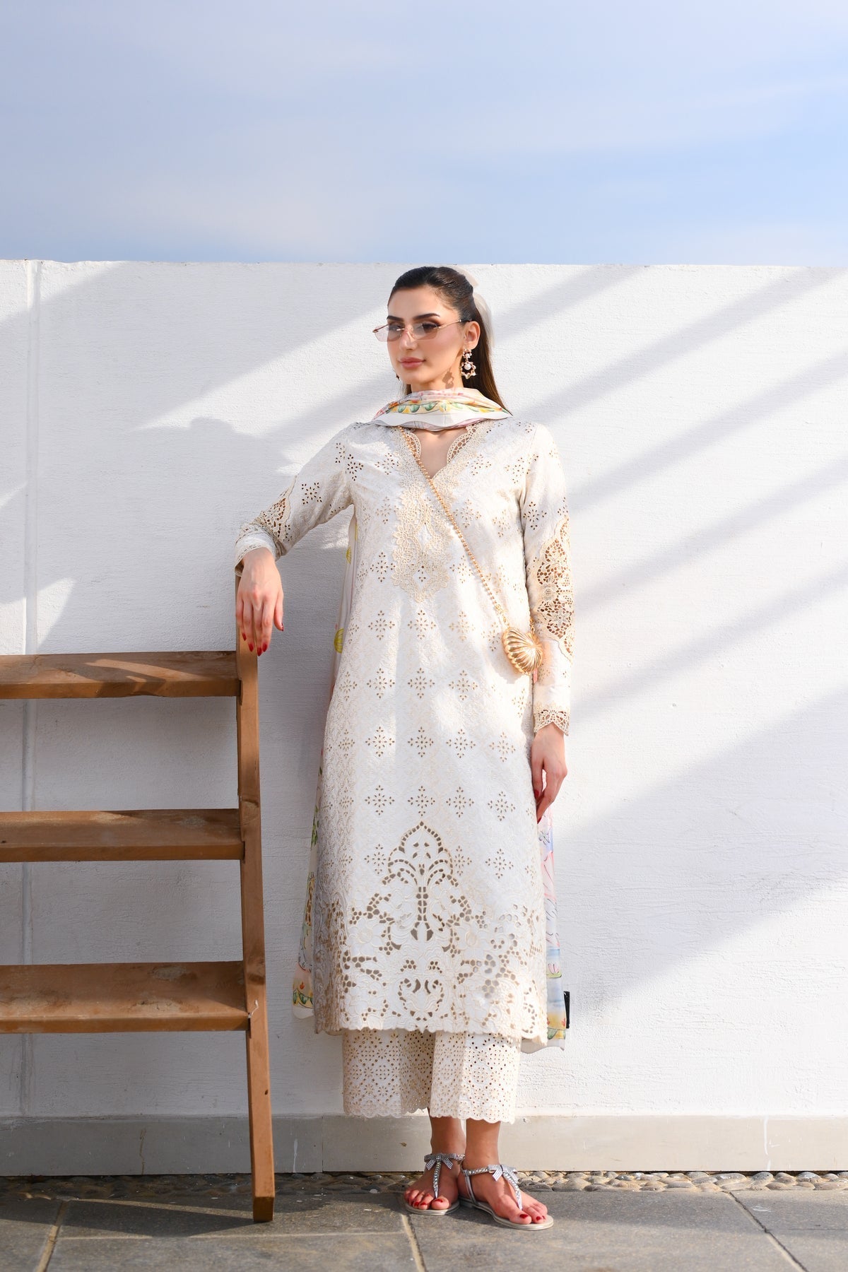 IVORY LUXURY EMBROIDERED LAWN SET (NEL-26604) LUXURY LAWN X EID 2026