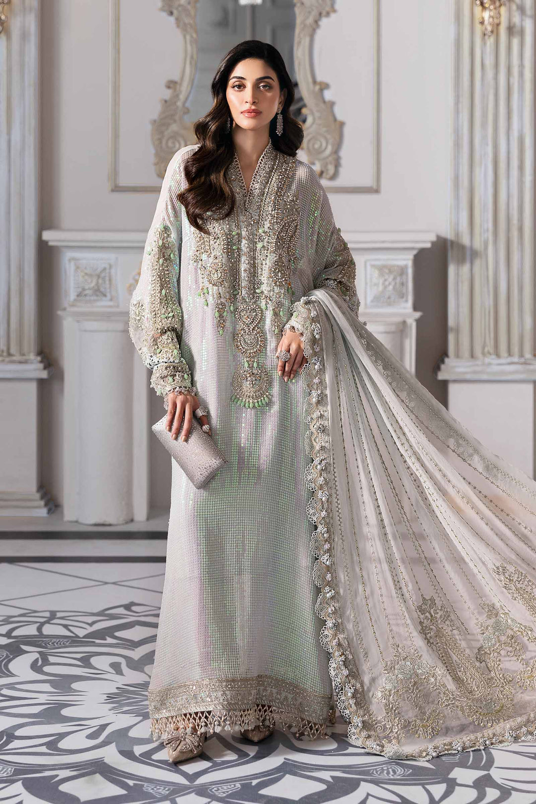 3 Piece Embroidered Chiffon Suit | BD-3005