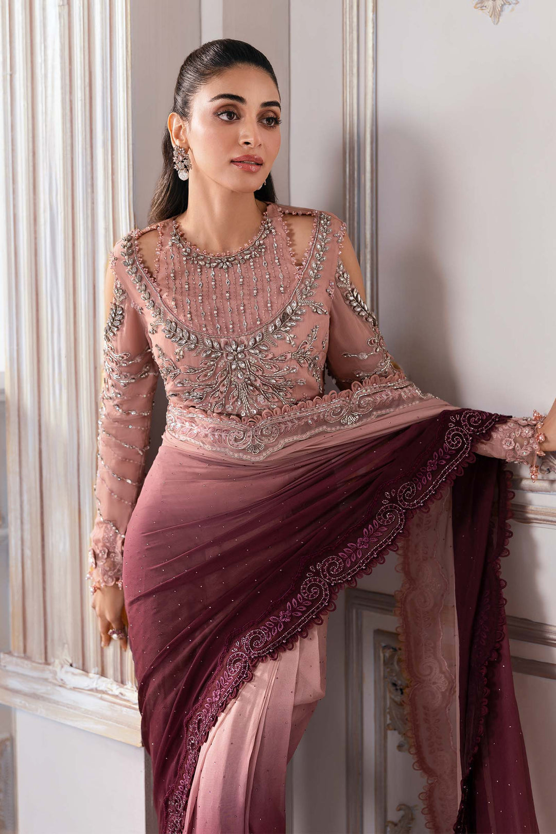 Embroidered Chiffon Saree | BD-3001