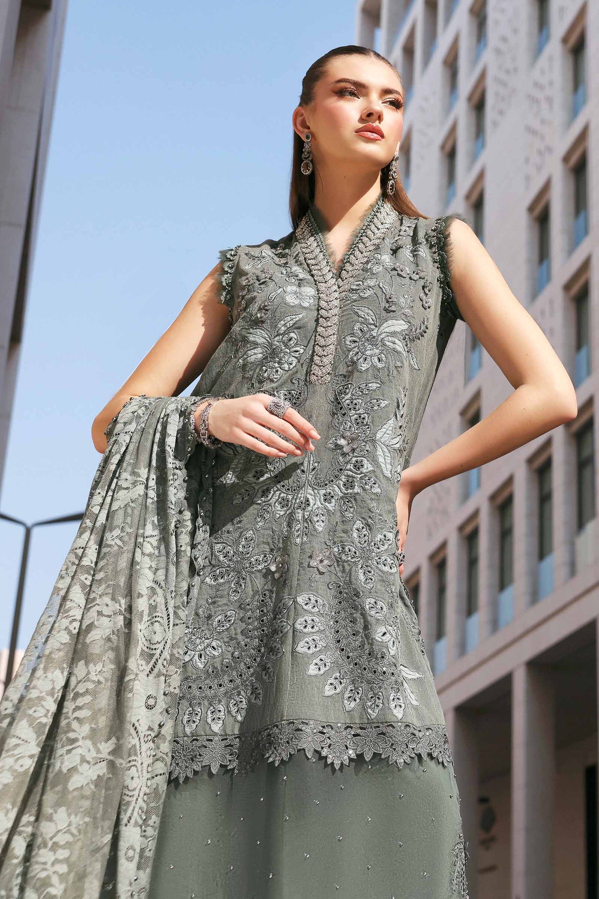 Embroidered Karandi Lawn Suit