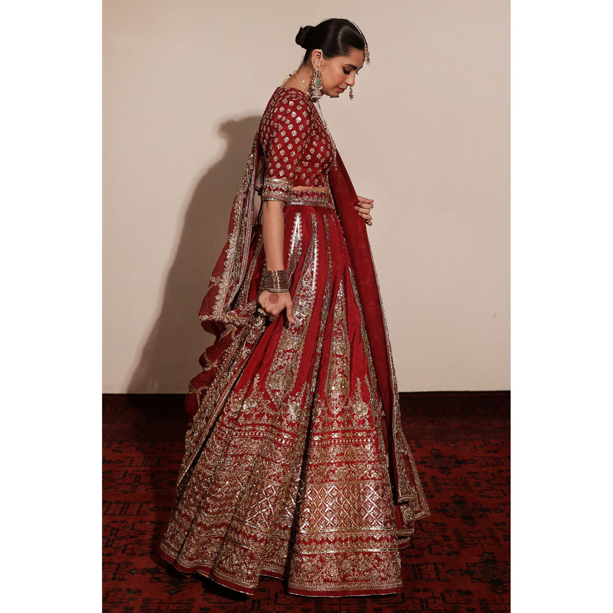 DEEP RED BRIDAL LEHNGA CHOLI | BRIDAL | DYOT