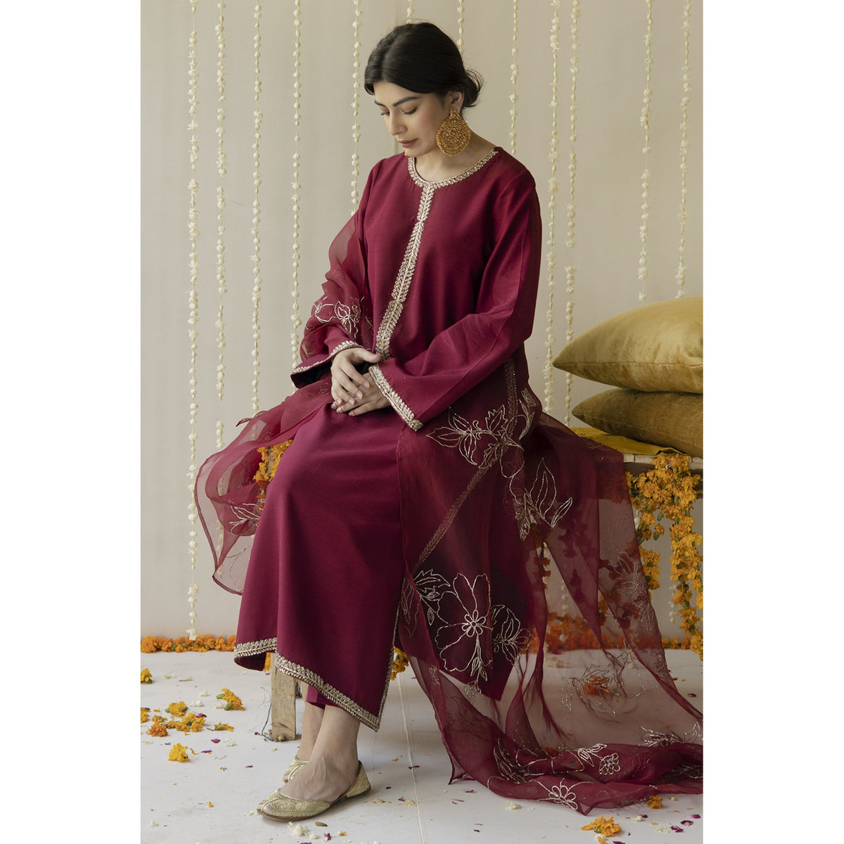 MAROON OUTFIT | ZARI-FORMAL | DYOT