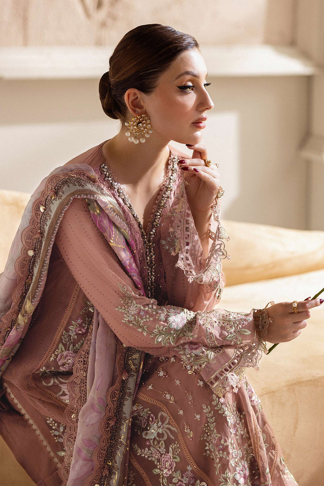 3 Piece Unstitched Embroidered Chiffon Suit | MPC-25-105