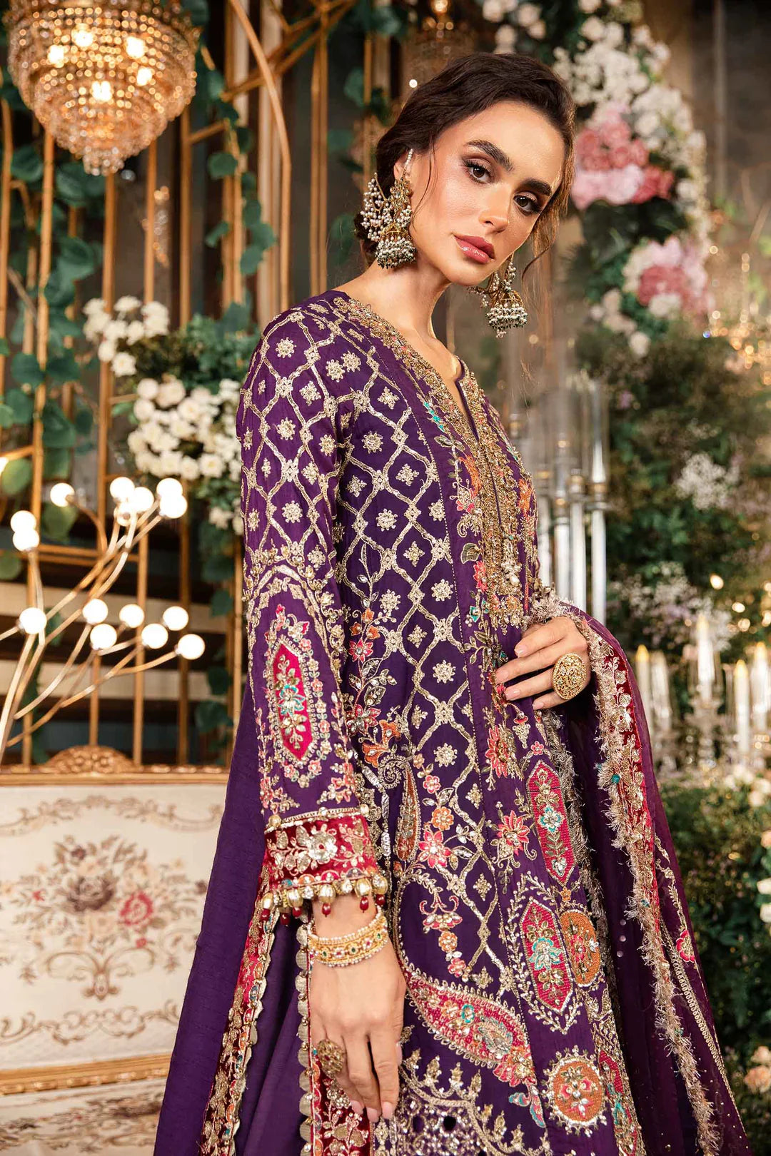 Embroidered Raw Silk Suit | BD-2903