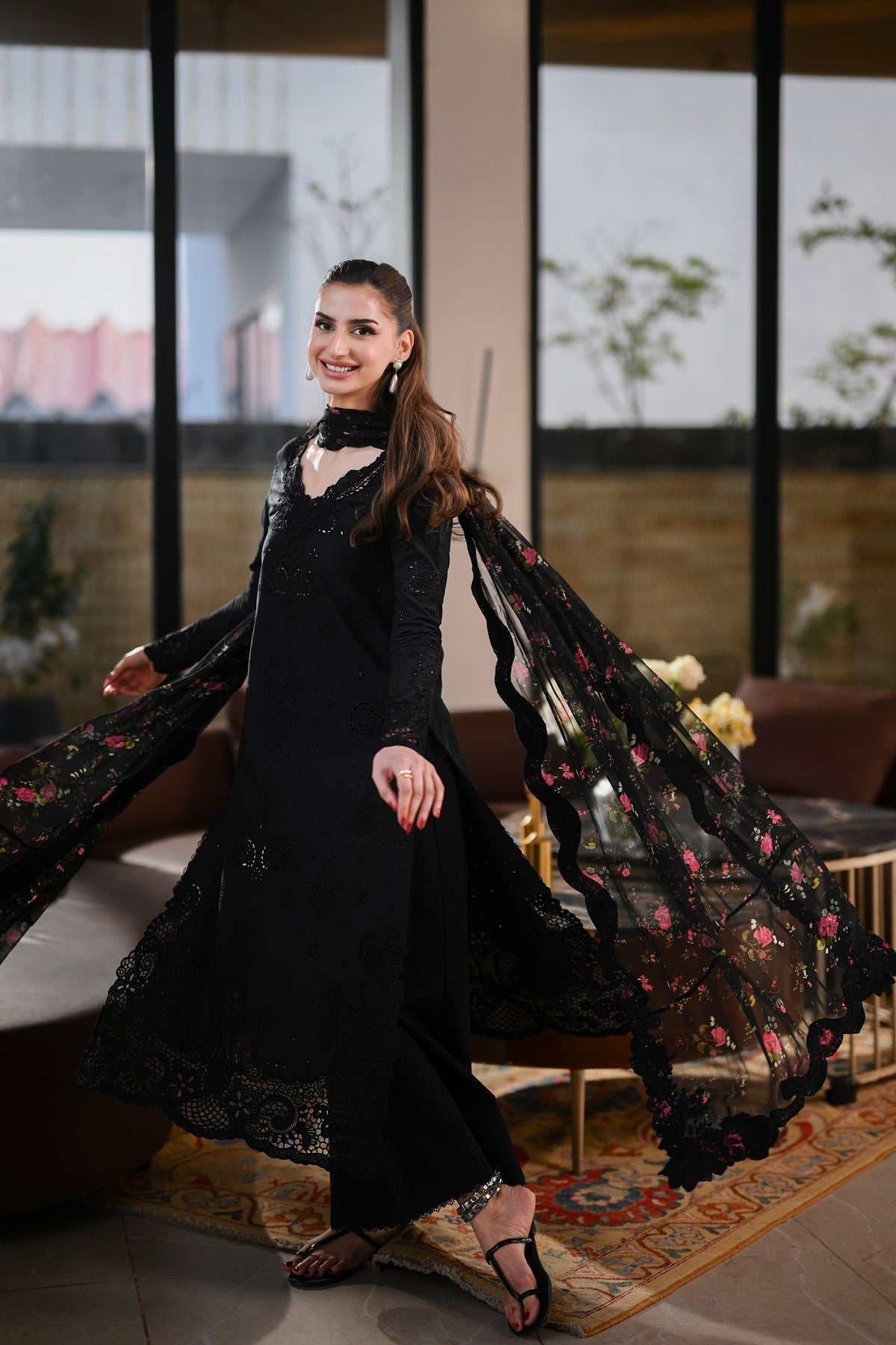 BLACK LUXURY EMBROIDERED LAWN (NEL-26602) LUXURY LAWN X EID 2026