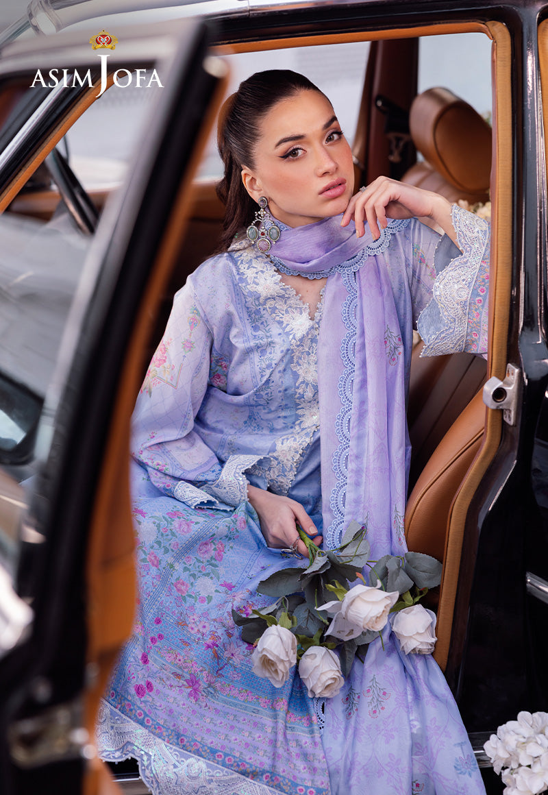 AJRS-08 PRINTED EMBROIDERED RAW SILK 3 PCS