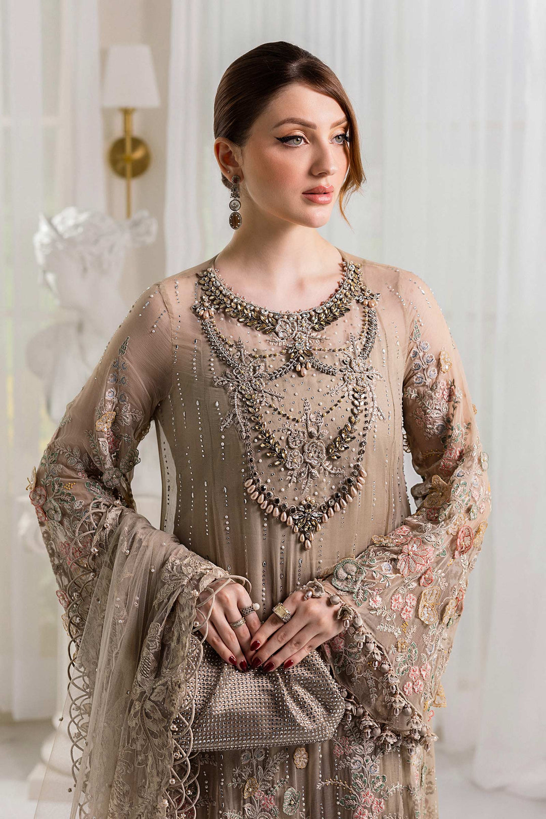 3 Piece Unstitched Embroidered Chiffon Suit | MPC-25-107