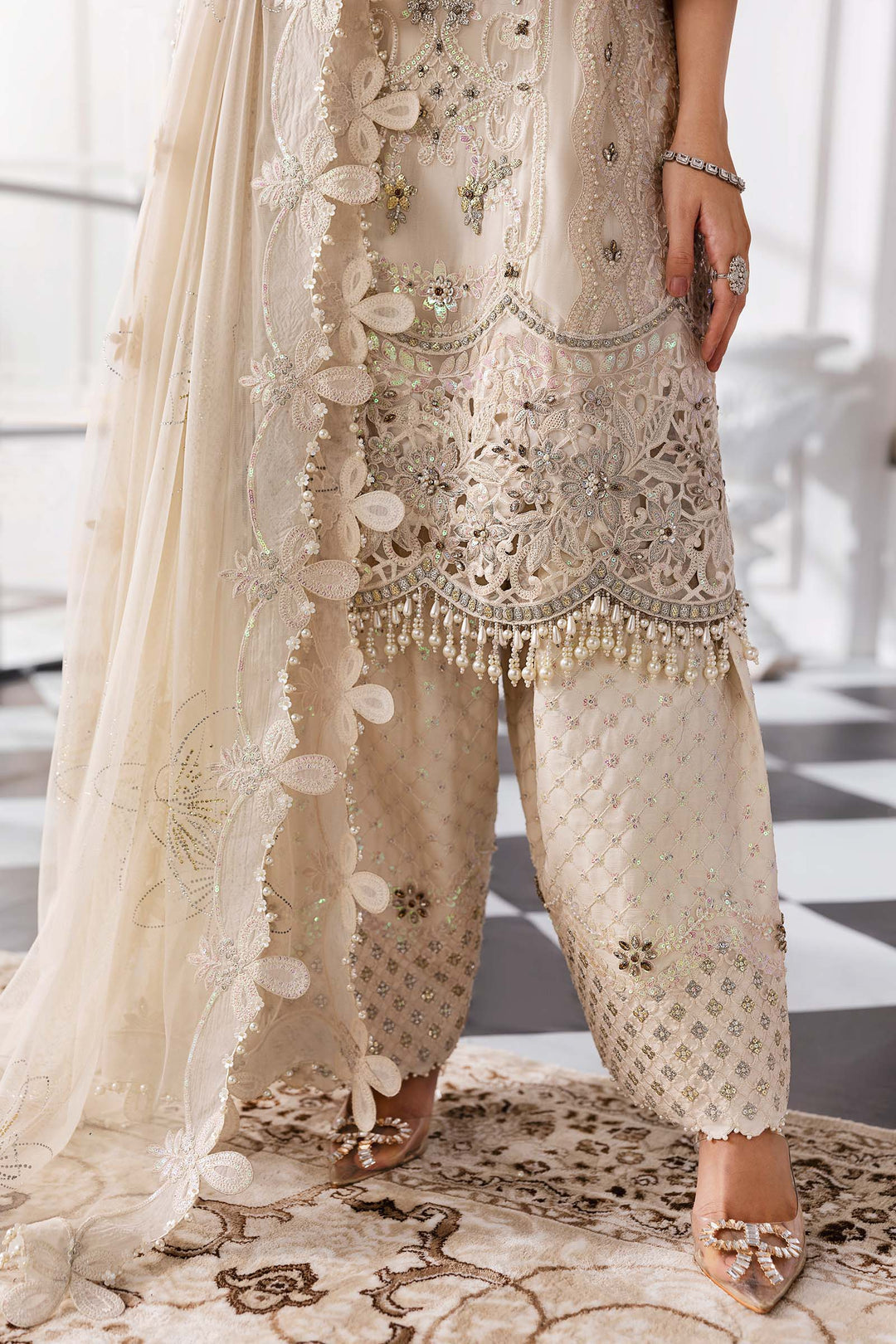 3 Piece Embroidered Chiffon Suit | BD-3007