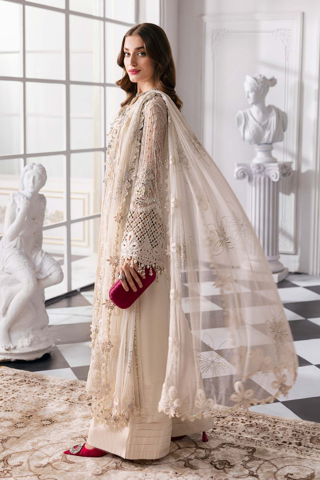 3 Piece Embroidered Chiffon Suit | BD-3007