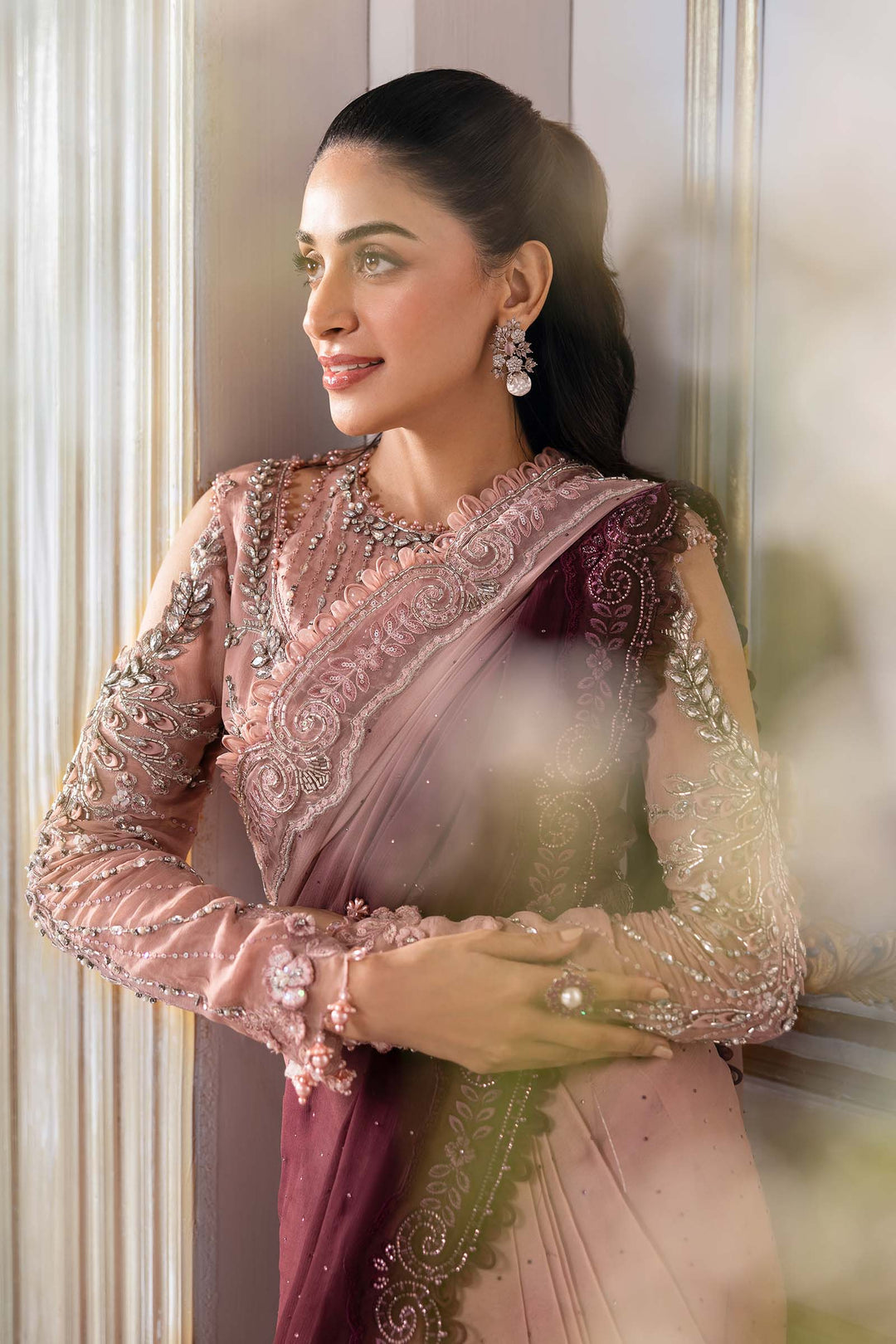 Embroidered Chiffon Saree | BD-3001