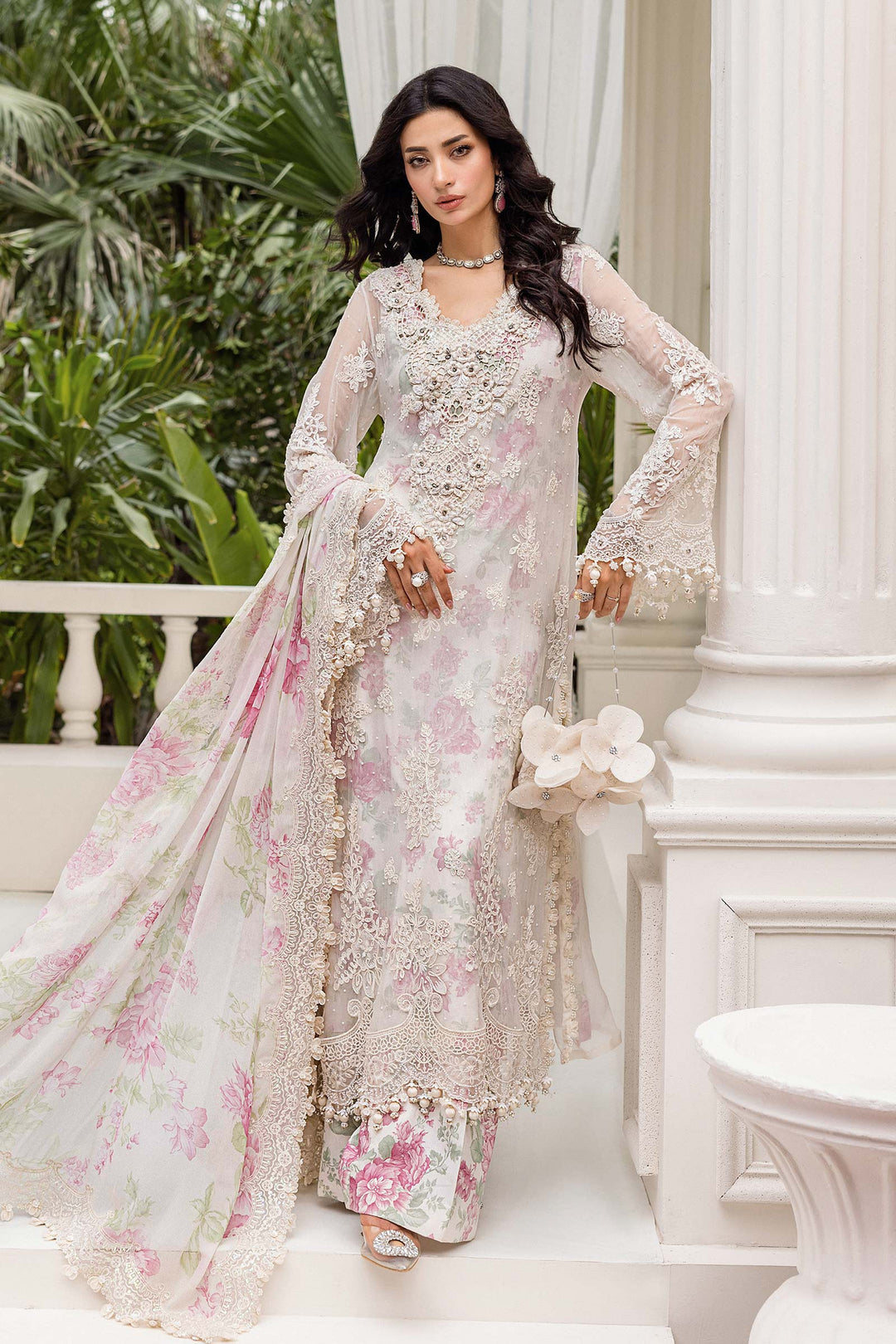 3 Piece Unstitched Embroidered Chiffon Suit | MPC-25-101