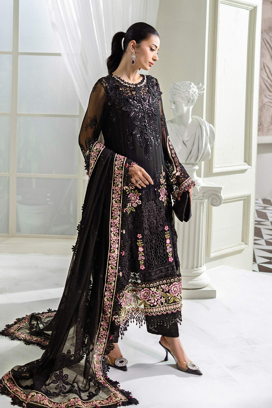 3 Piece Unstitched Embroidered Chiffon Suit | MPC-25-104