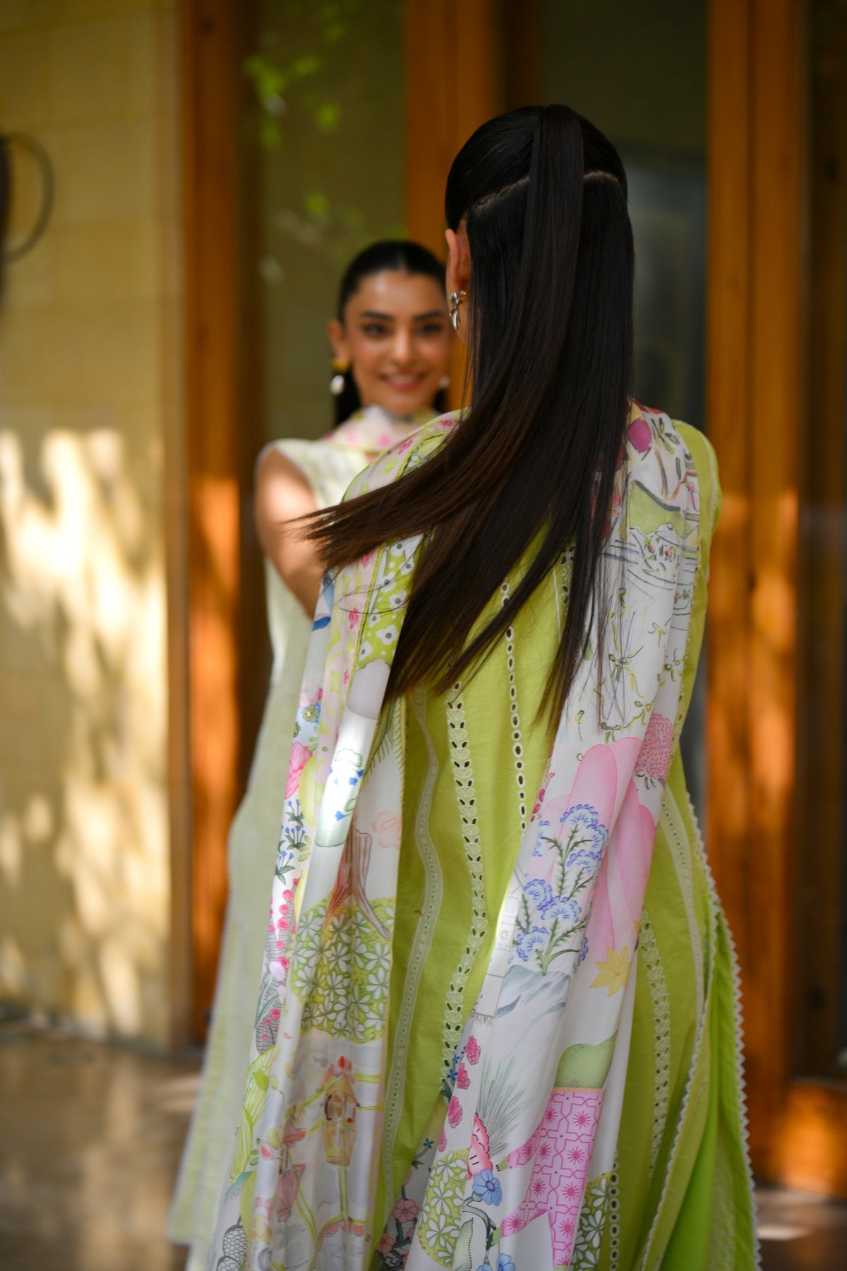 CARNIVAL (2) - PASTEL MINT GREEN LUXURY PRINTED EMBROIDERED LAWN SET (NEL-25615)