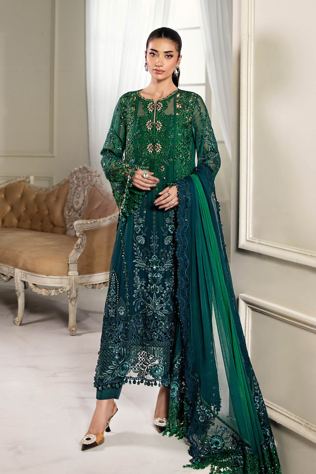 3 Piece Unstitched Embroidered Chiffon Suit | MPC-25-106