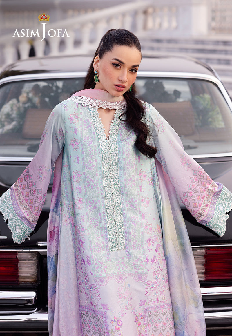 AJRS-07 PRINTED EMBROIDERED BLENDED SILK 3 PCS
