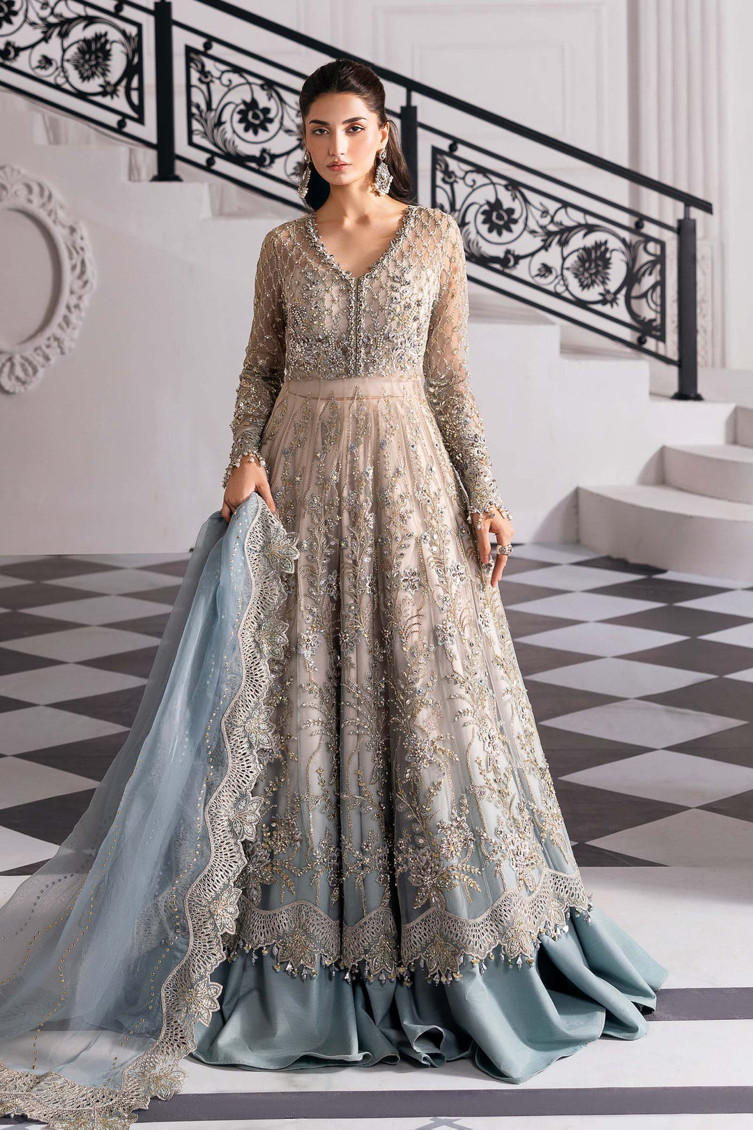 3 Piece Embroidered Net Suit | BD-3002