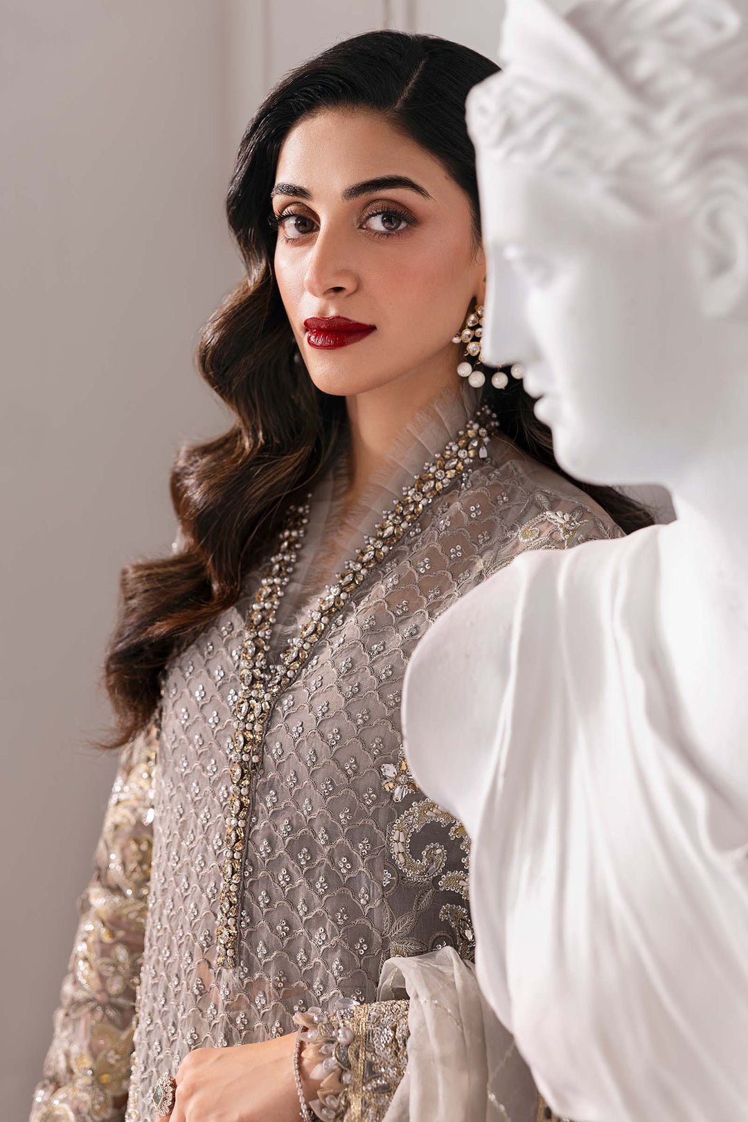 3 Piece Embroidered Organza Suit | BD-3006