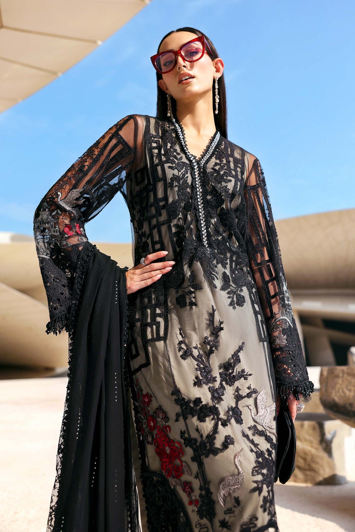 Embroidered Net Suit