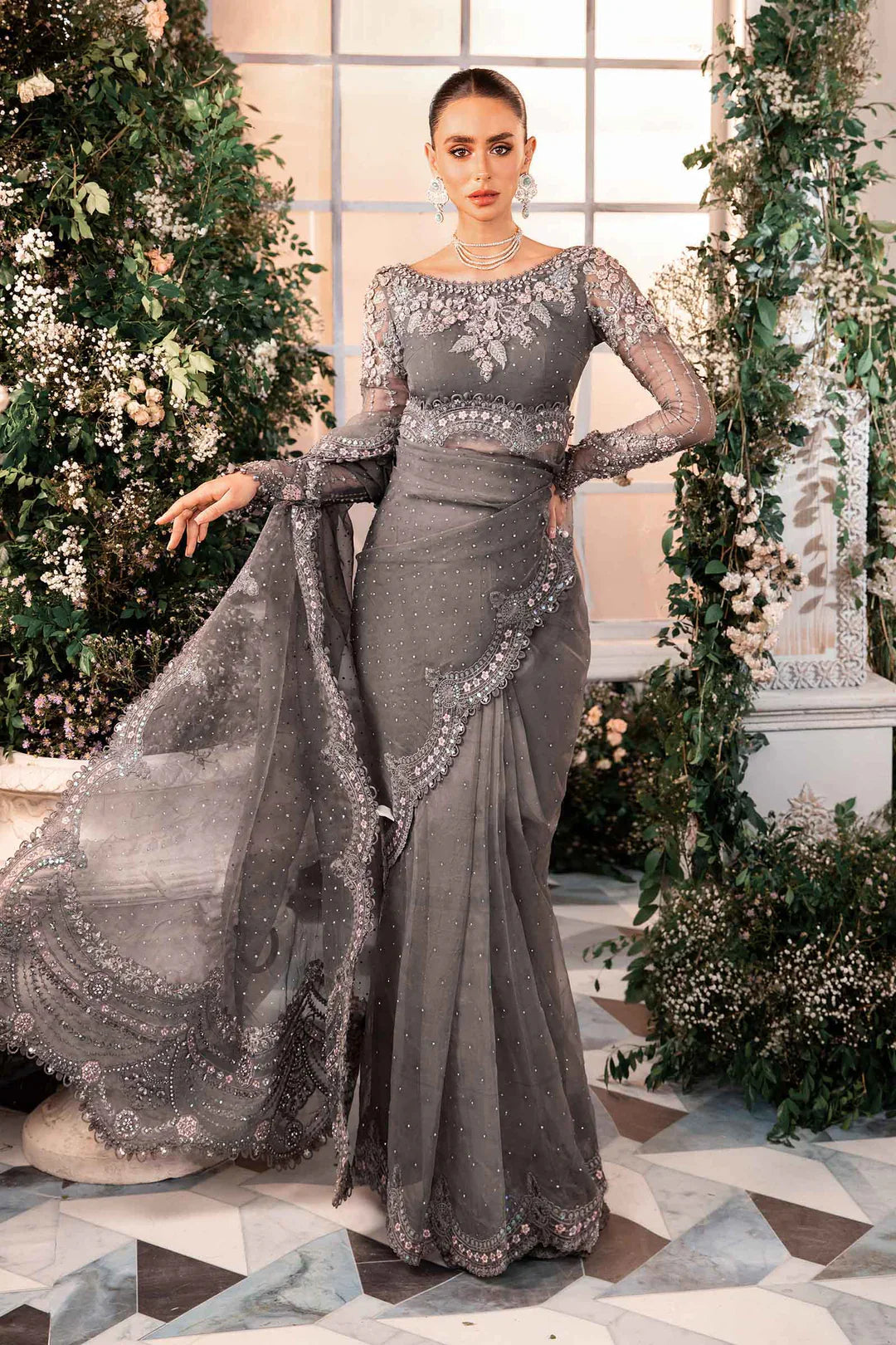 Embroidered Organza Suit | BD-2902