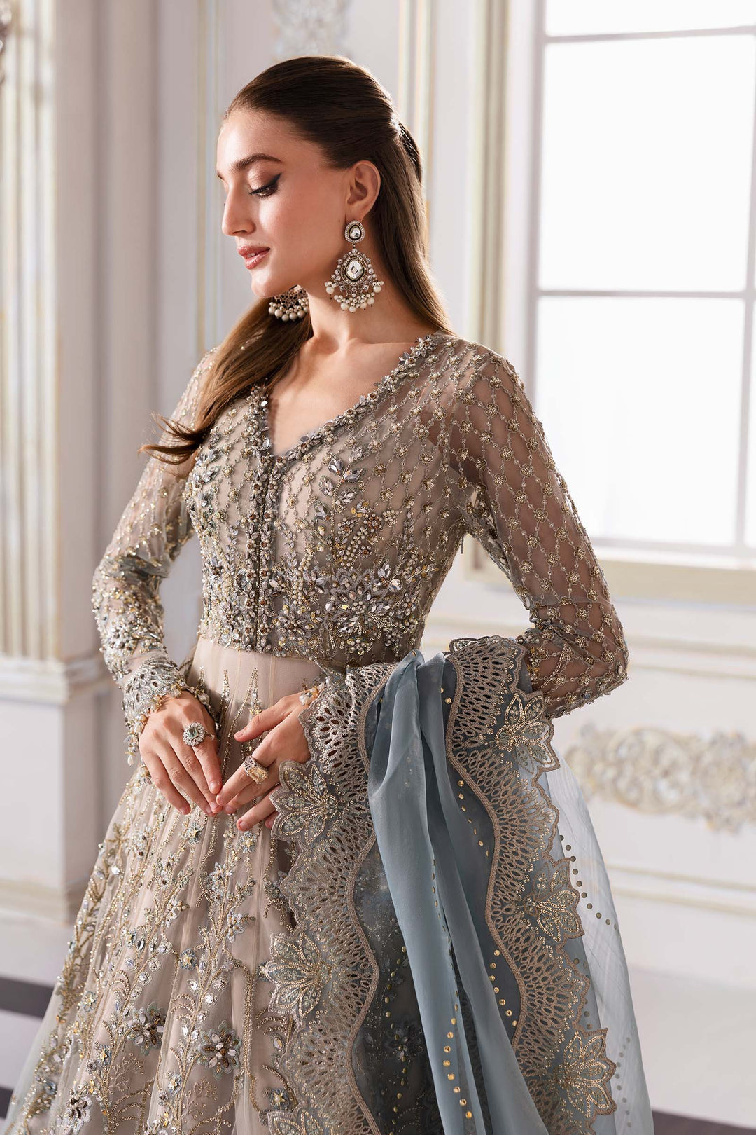 3 Piece Embroidered Net Suit | BD-3002