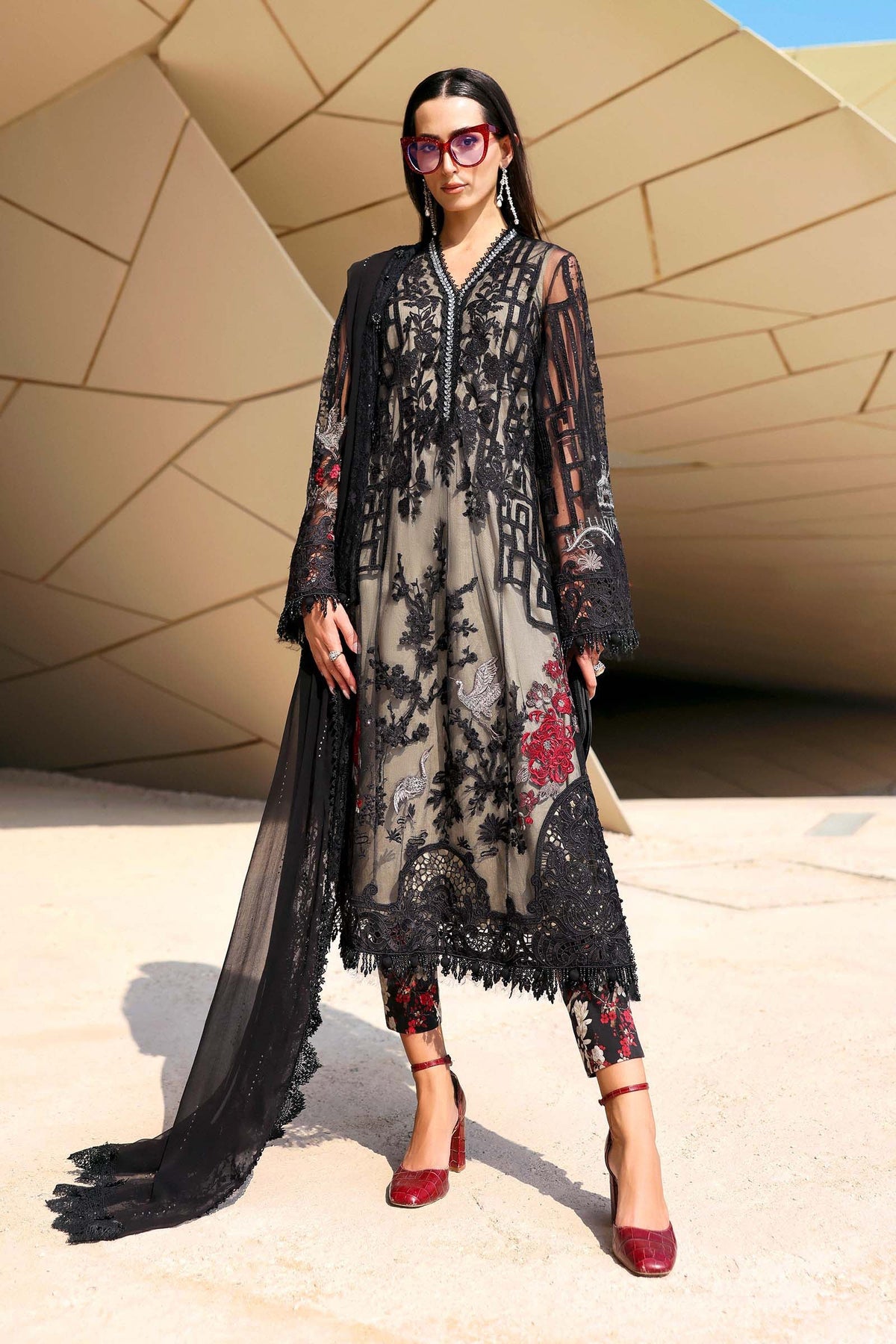 Embroidered Net Suit