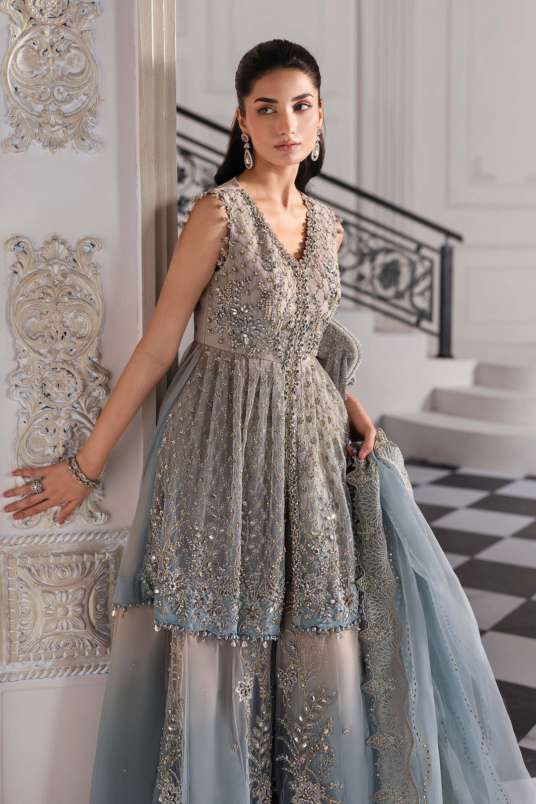 3 Piece Embroidered Net Suit | BD-3002