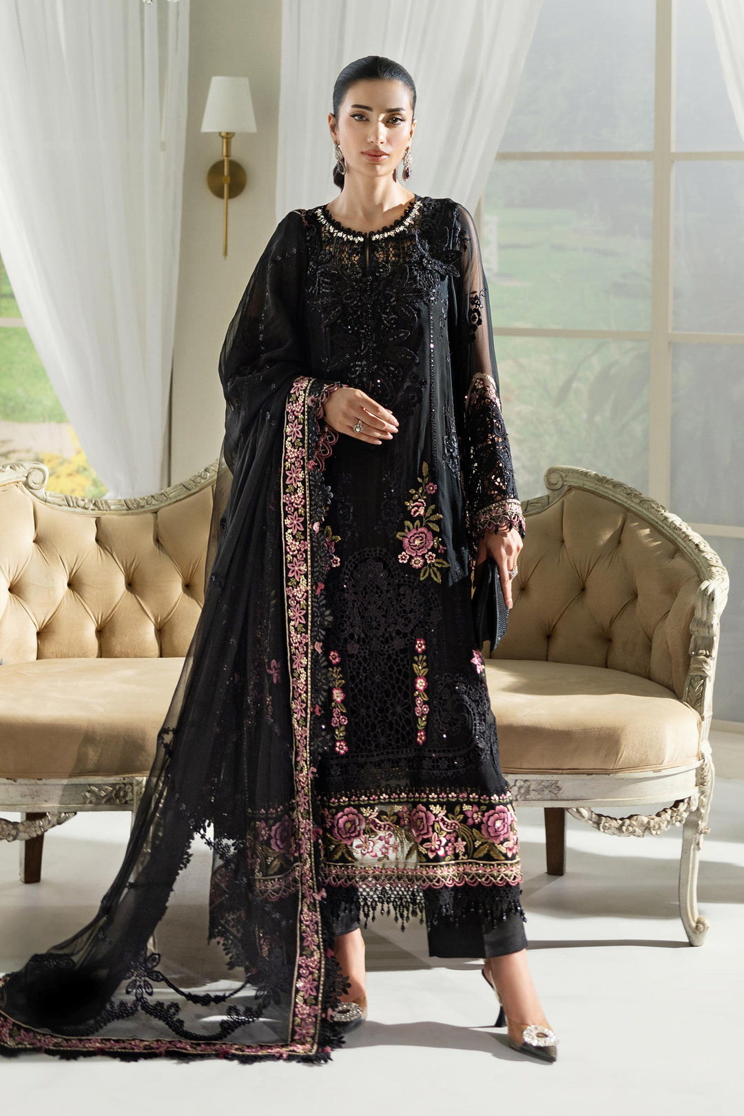 3 Piece Unstitched Embroidered Chiffon Suit | MPC-25-104