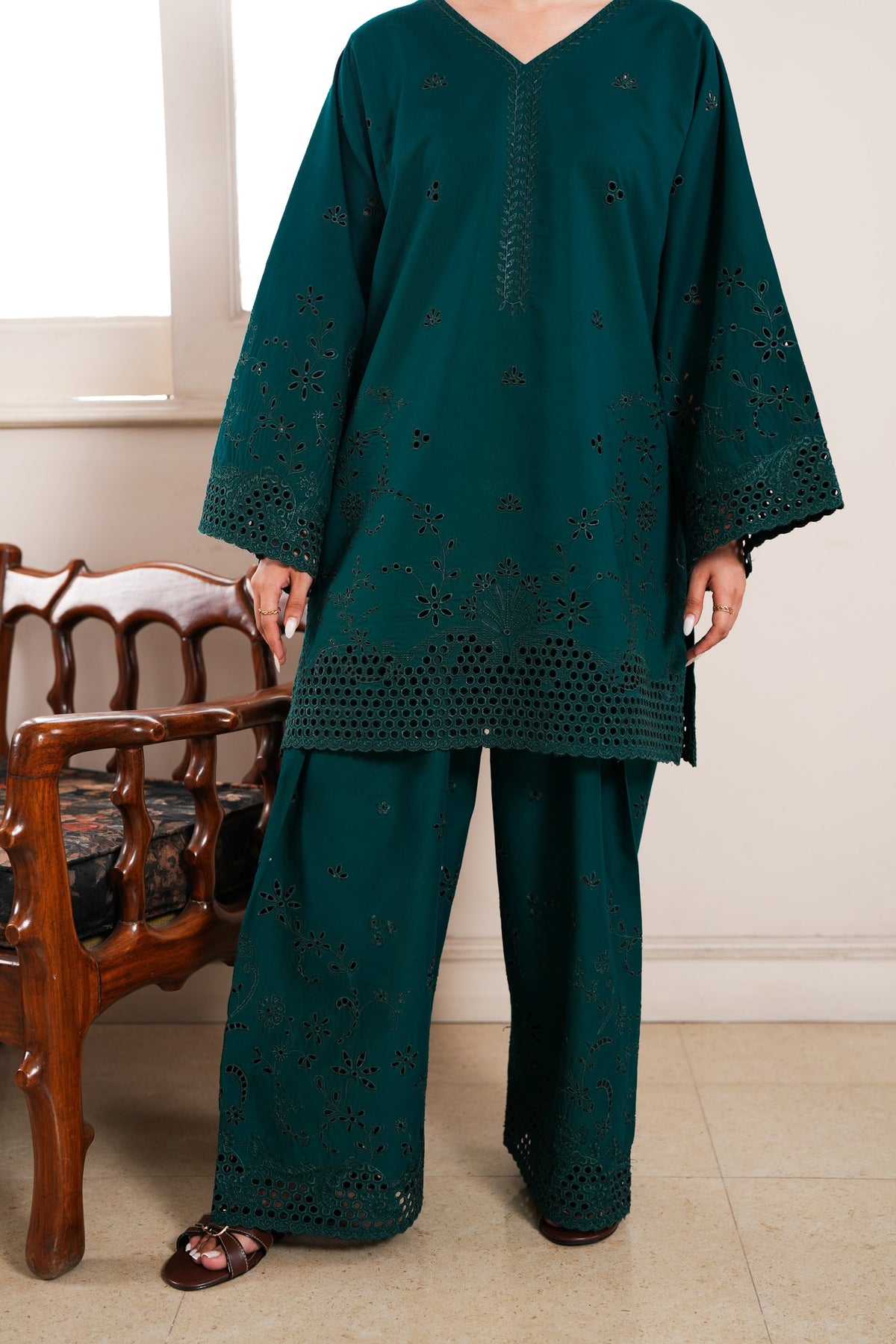 EMERALD CO-ORD LUXURY EMBROIDERED 2PCS SET (NPA2-26304)-READY TO WEAR STAYCATION 2026